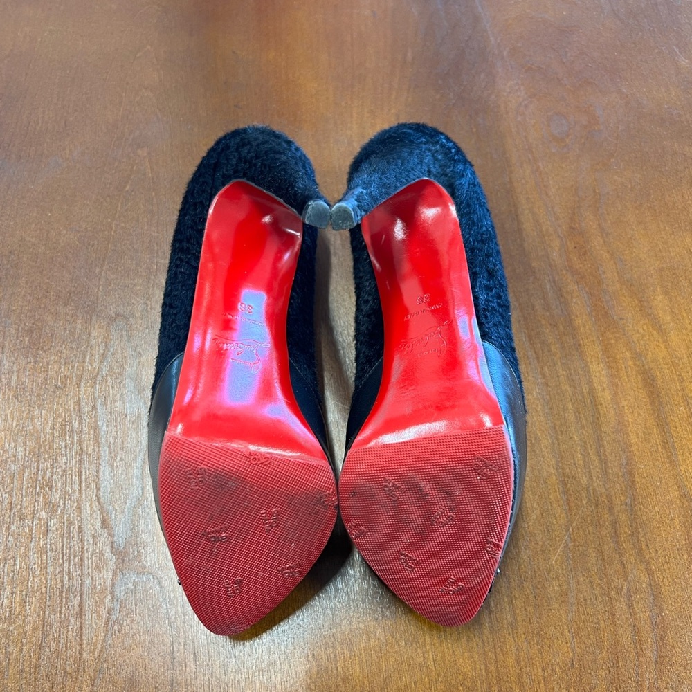 Christian Louboutin Maggie pony hair pump Size 38 Made in Italy Black on Black - Picture 10 of 16